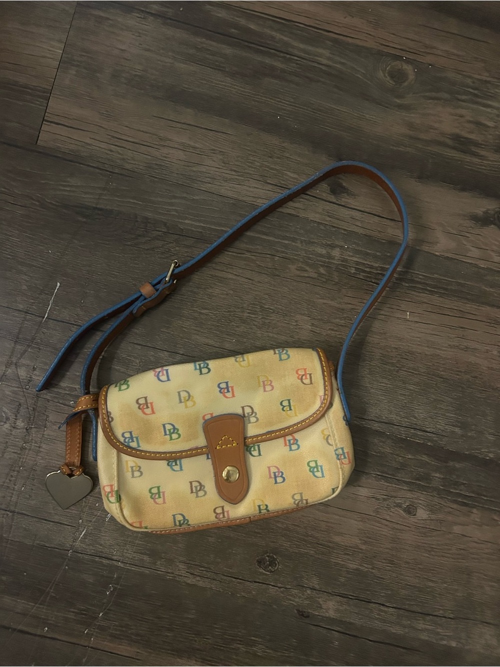 Dooney & Bourke Cream Multicolor 'DB' Signature Crossbody with Tan Trim